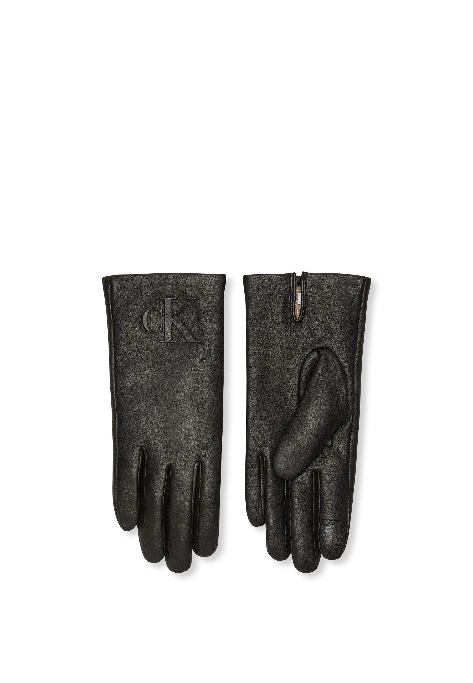 Calvin Klein Lederhandschuhe RAISED CK LEATHER GLOVE Aus Schaf-Nappaleder günstig online kaufen