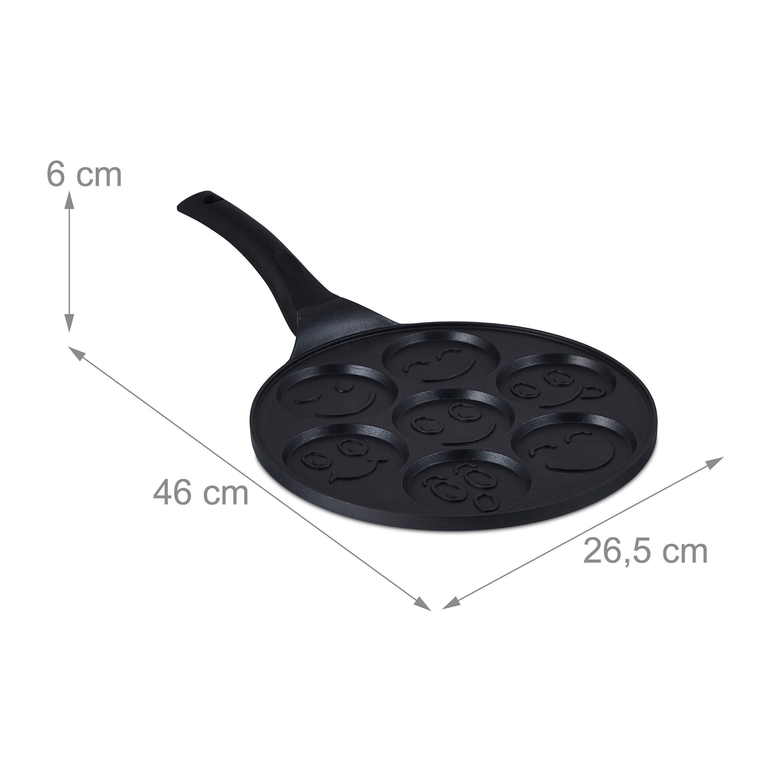 relaxdays Crêpepfanne Pancake Pfanne mit Gesichtern, Aluminiumguss (1-tlg) – Bild 4 von 5