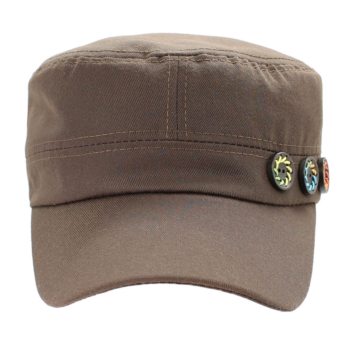 dy_mode Army Cap Army Cap Unifarbe Schirmmütze Herren Mütze Damen Kappe mit peppigen Holzknöpfen