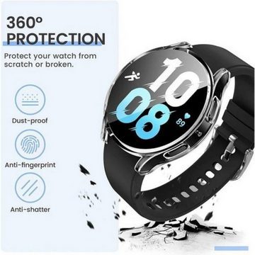 SmartUP Smartwatch-Hülle 2X Hülle für Samsung Galaxy Watch 5 40mm 44mm Silikon Schutzhülle Case, Schutzglas, Stoßfest, Displayschutz, Rundumschutz