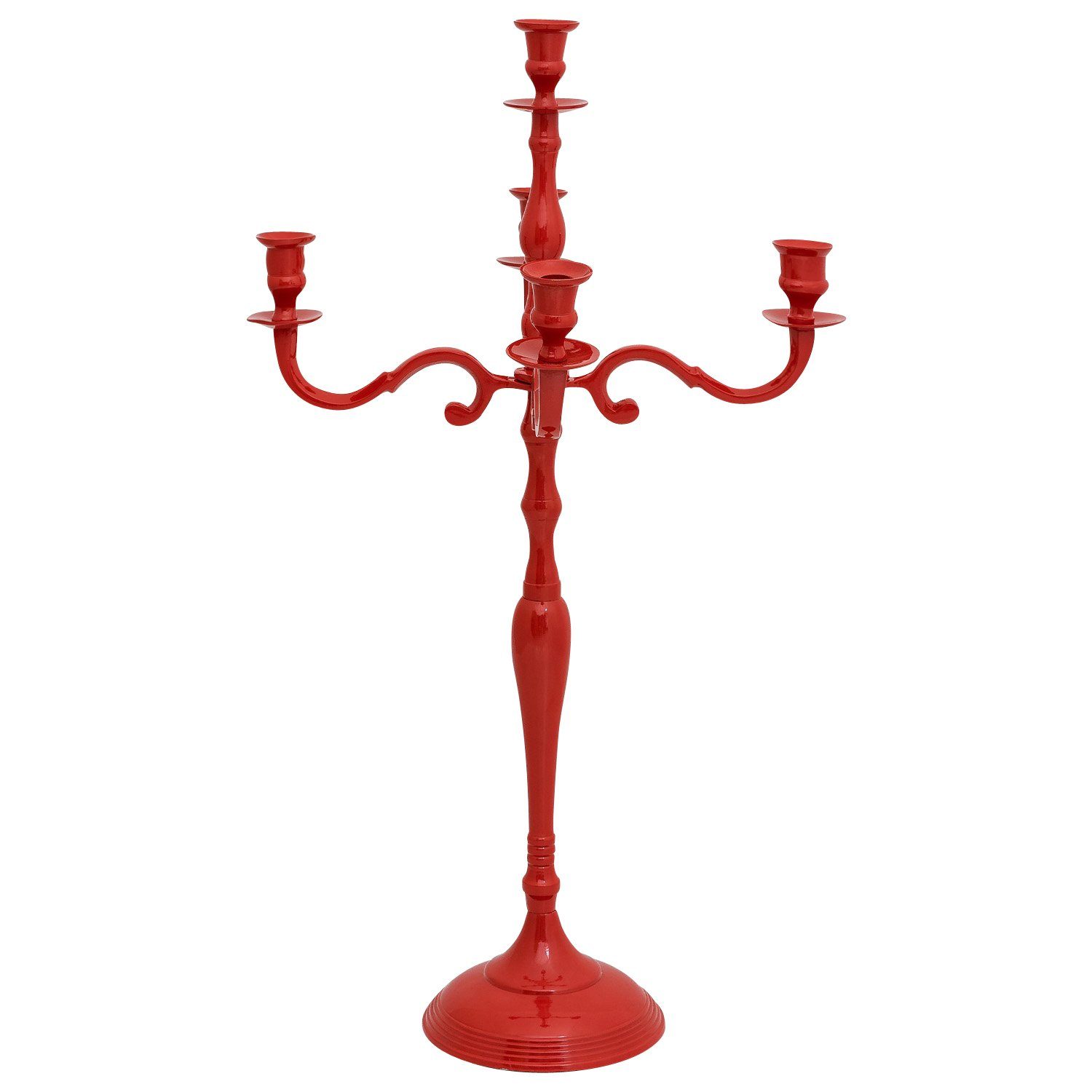 Kerzenständer 5-armig Kerzenständer Aubaho Aluminium 78cm rot Kerzenhalter Antik-Stil