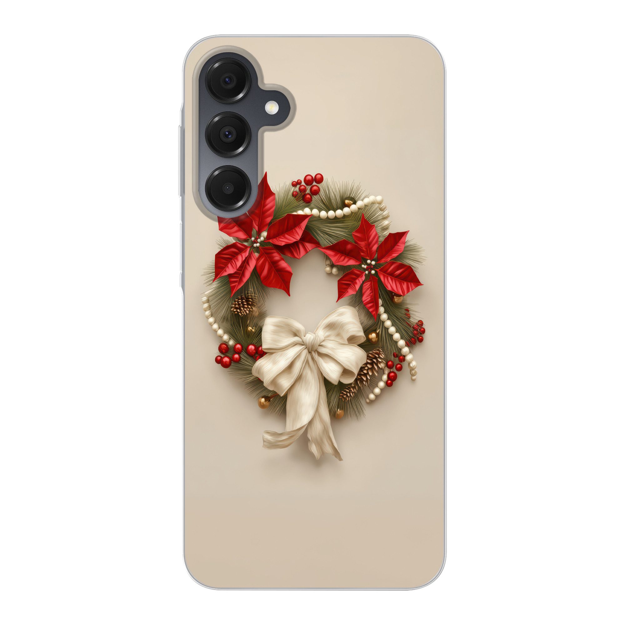 MuchoWow Handyhülle für Samsung Galaxy A16 Türkranz - Schleife - Weihnachten - Rot - Grün, Handy Case, Silikon, Bumper Case Dünn