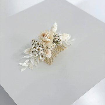 Trockenblume Haarkamm Trockenblumen mit weißen Gänseblümchen, LYKKE & You