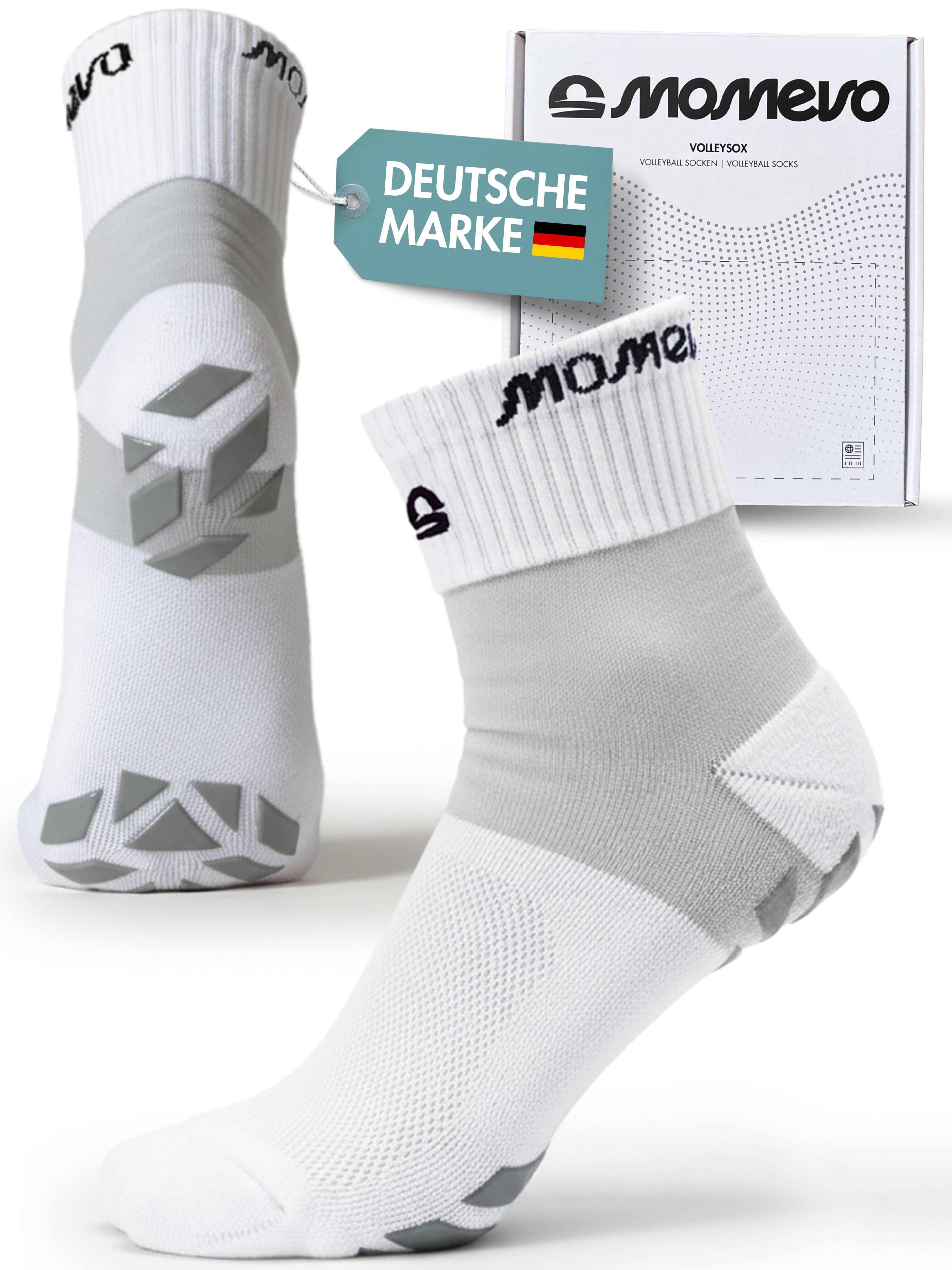 Momevo Sportsocken VolleySox Volleyball Socken mit Grip-Pads – rutschfest & stabil