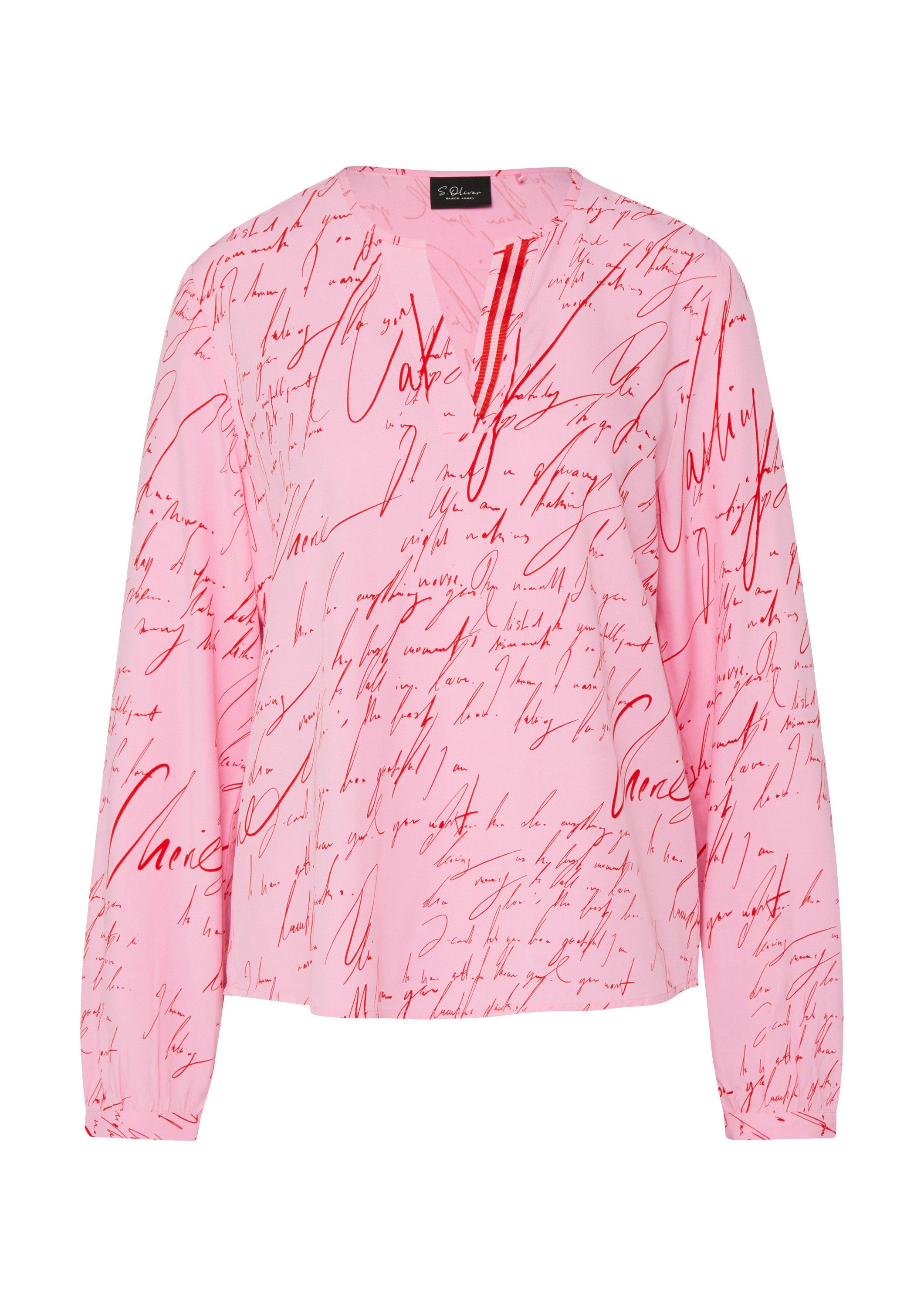 s.Oliver Langarmbluse Bluse Viskose-Bluse mit V-Ausschnitt und All-over-Pri günstig online kaufen