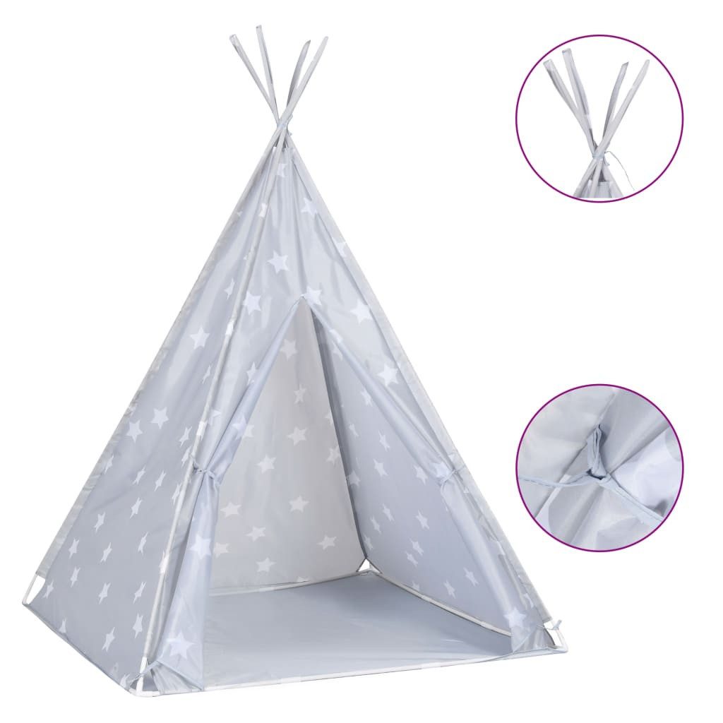 vidaXL Spielzelt NA Kinder Tipi-Zelt mit Tasche Polyester Grau 115x115x160 cm