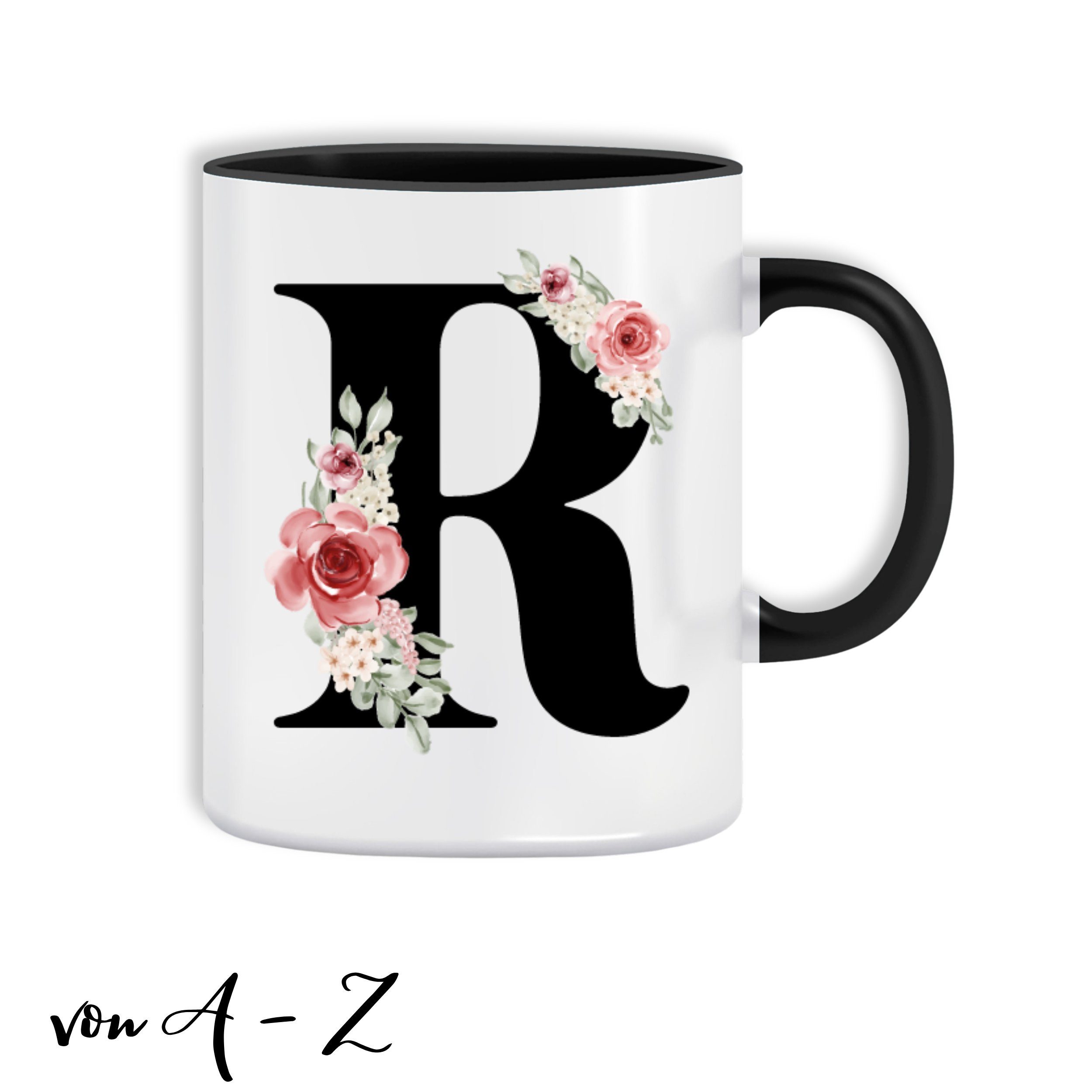 Tasse personalisiert mit Namen Anfangsbuchstabe Monogramm Initiale