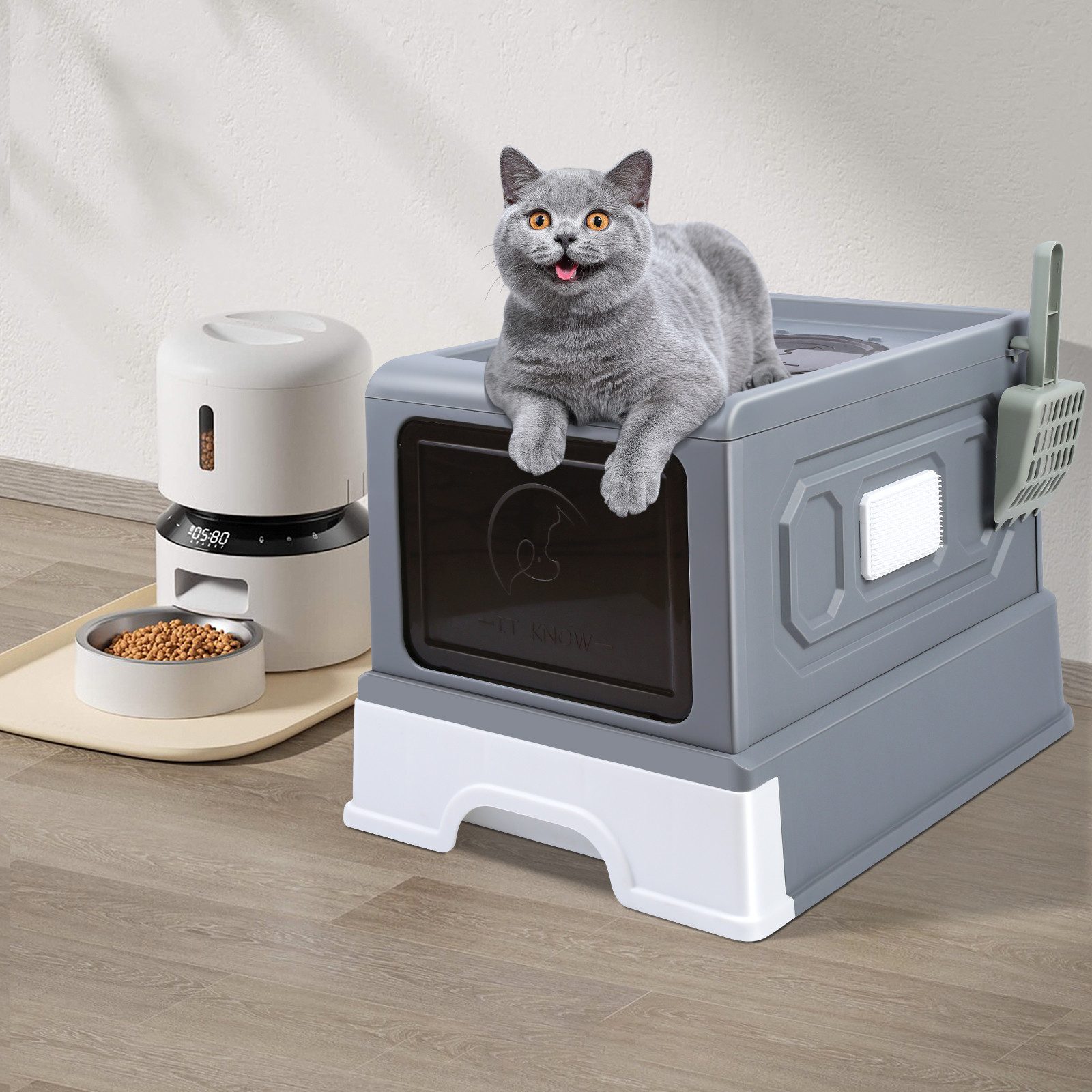 JEOBEST Katzentoilette, Ausziehbares Tablett, Schaufel, Bürste,für Katzen v günstig online kaufen