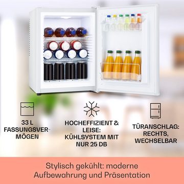 Klarstein Table Top Kühlschrank HEA-HappyHour-32Wht 10035243A, 54 cm hoch, 40 cm breit, Hausbar Minikühlschrank ohne Gefrierfach Getränkekühlschrank klein