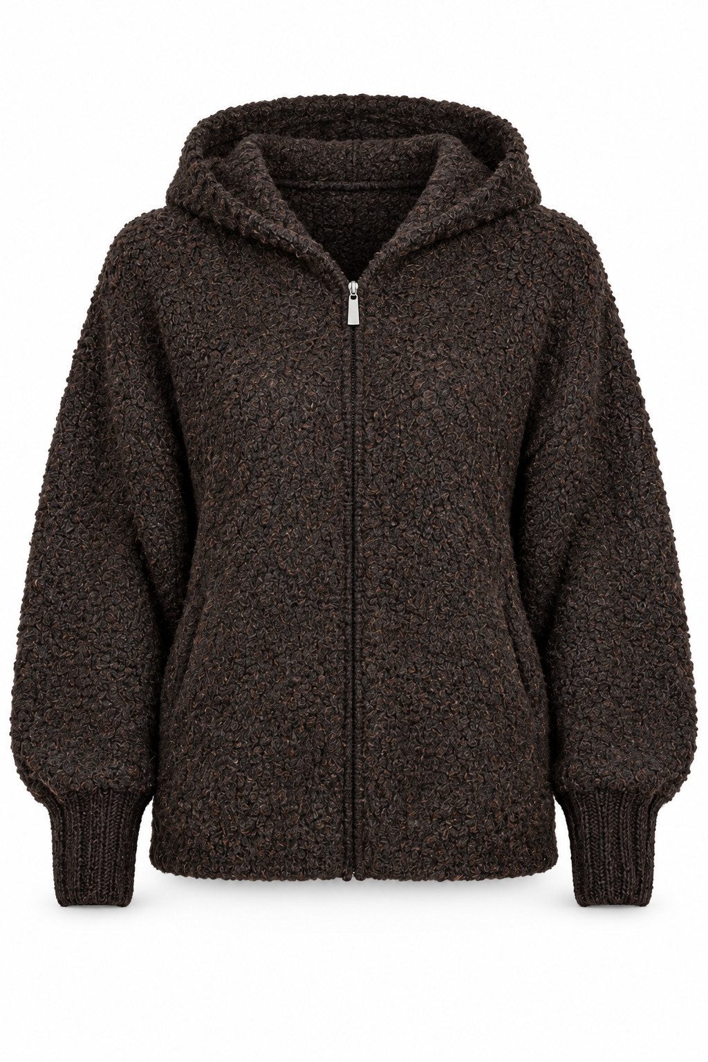 ITALY VIBES Plüschjacke - Kuschelige Teddy-Strickjacke mit Kapuze für Damen ONE SIZE - passend von Größe M bis XL
