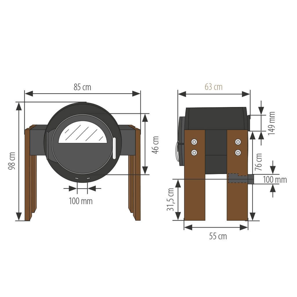 Kanuk Kaminofen Kaminofen Kanuk® STAND Wood Buche geölt, 8 kW