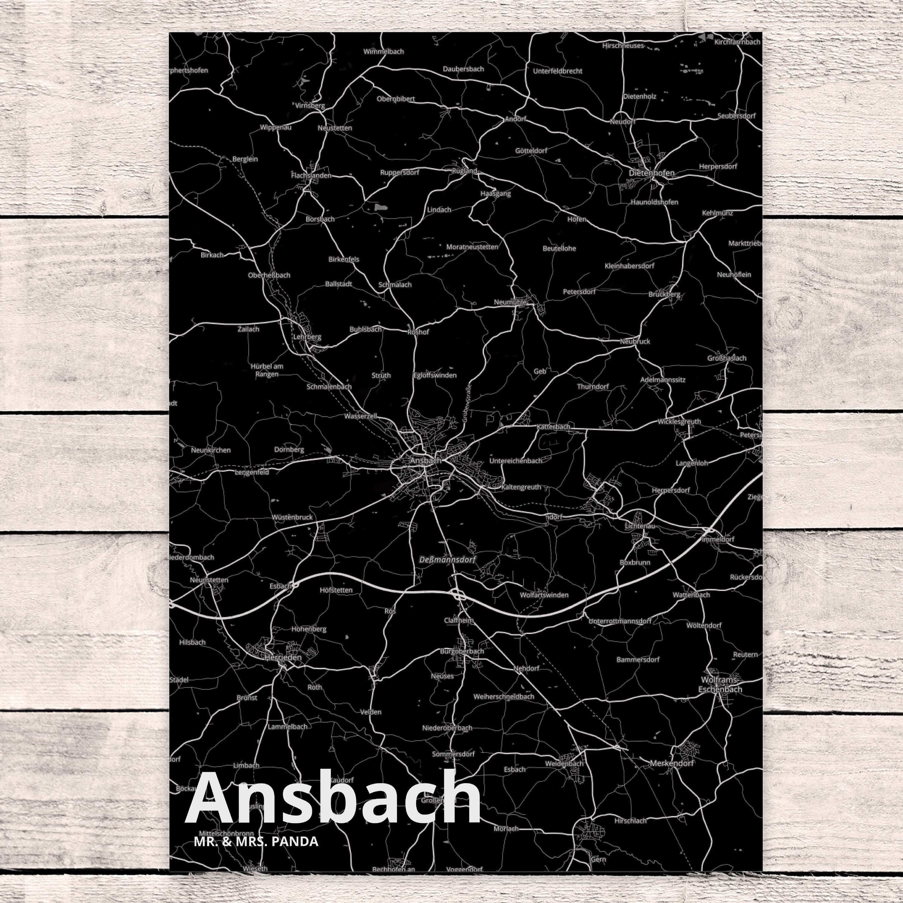 Mr. & Mrs. Geschenk, Map Stadt Stadtplan, Ansbach E Landkarte Postkarte Karte Dorf, - Panda Dorf