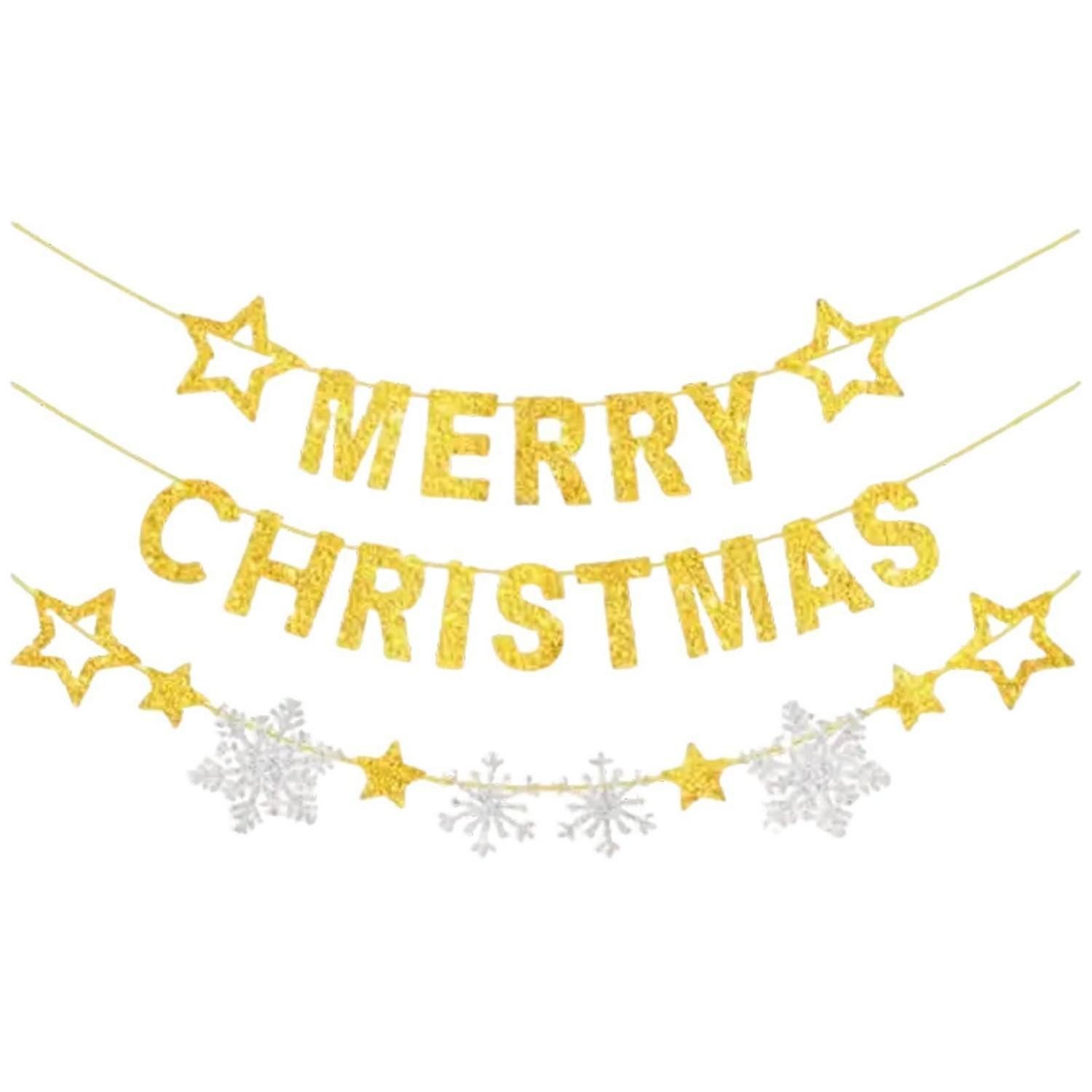 LuxusKollektion Girlanden Merry Christmas Girlande Gold 3er Set