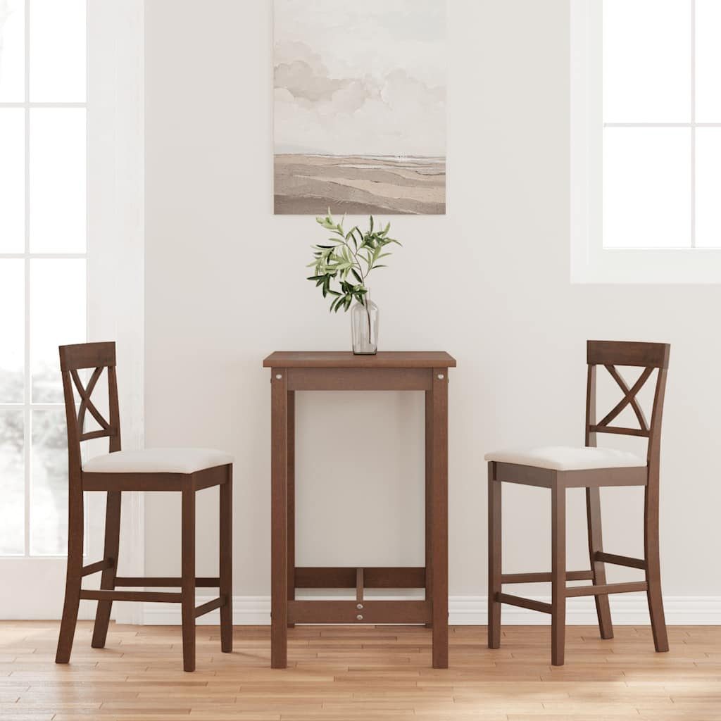 vidaXL Stuhl Barhocker mit Kissen 2 Stk Braun Massivholz Gummibaum günstig online kaufen