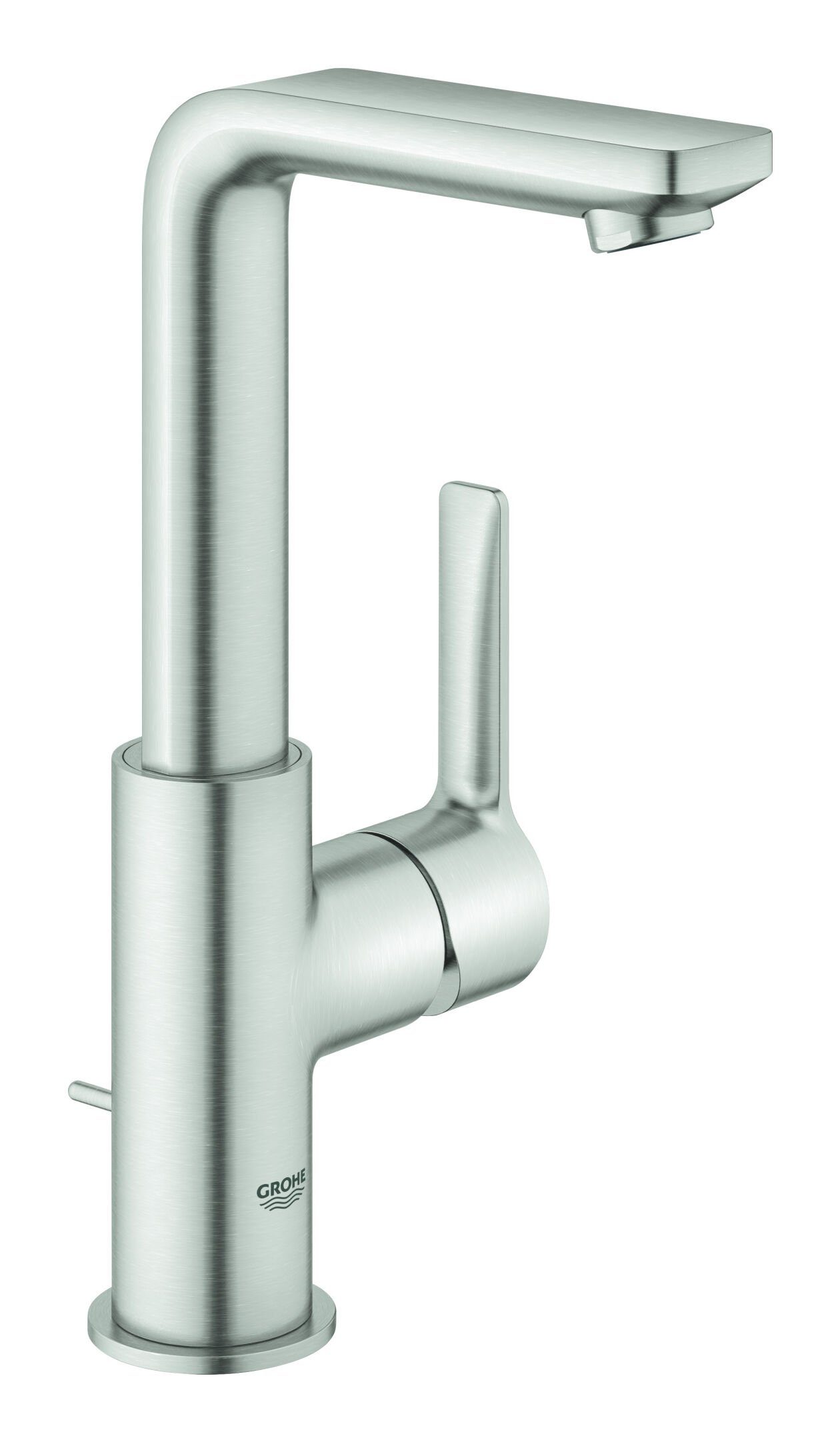 Grohe Waschtischarmatur Lineare Einhand mit Zugstangen-Ablaufgarnitur L-Size - Supersteel