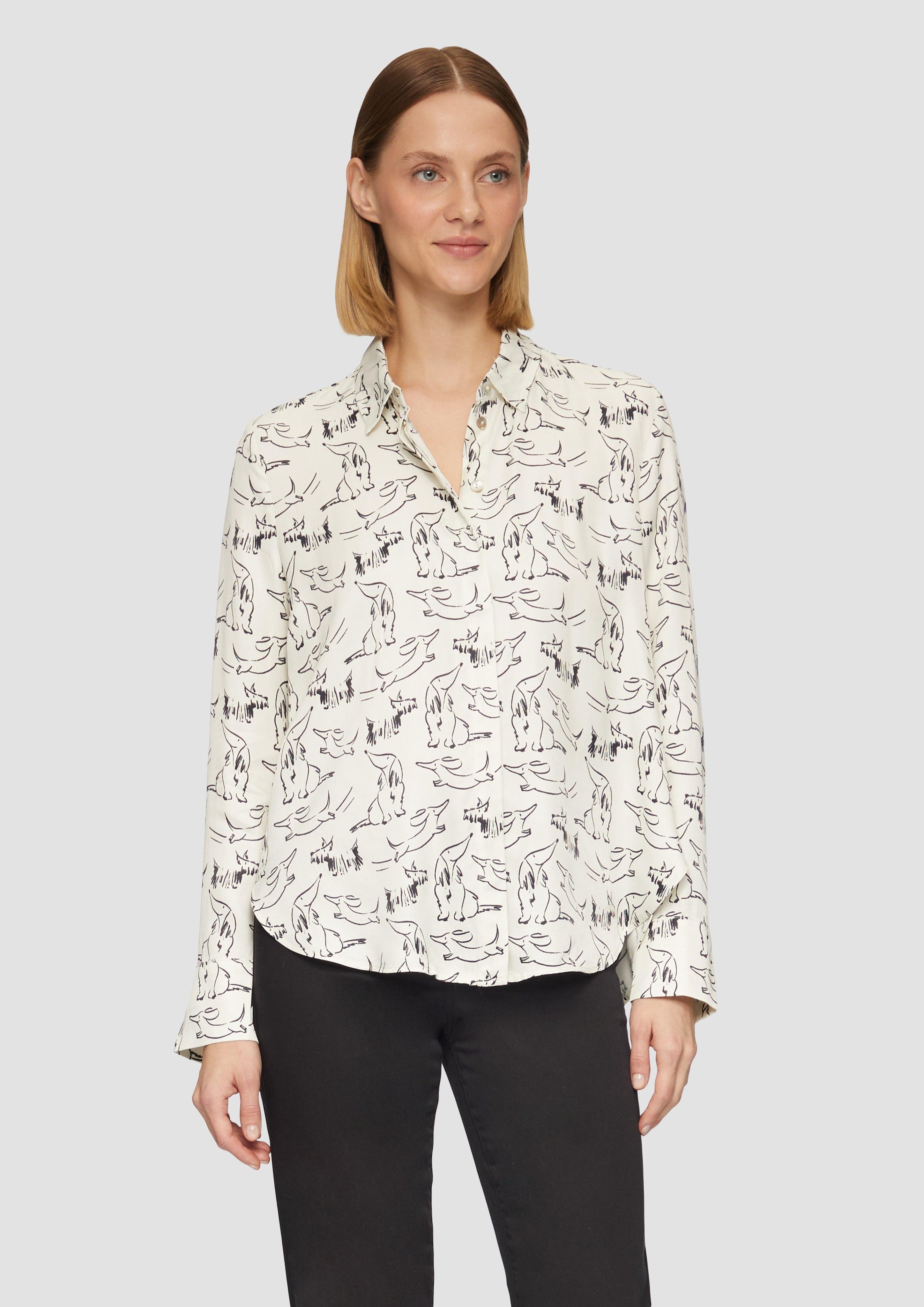 Langarmbluse Satinierte Viskosebluse mit All-over-Print