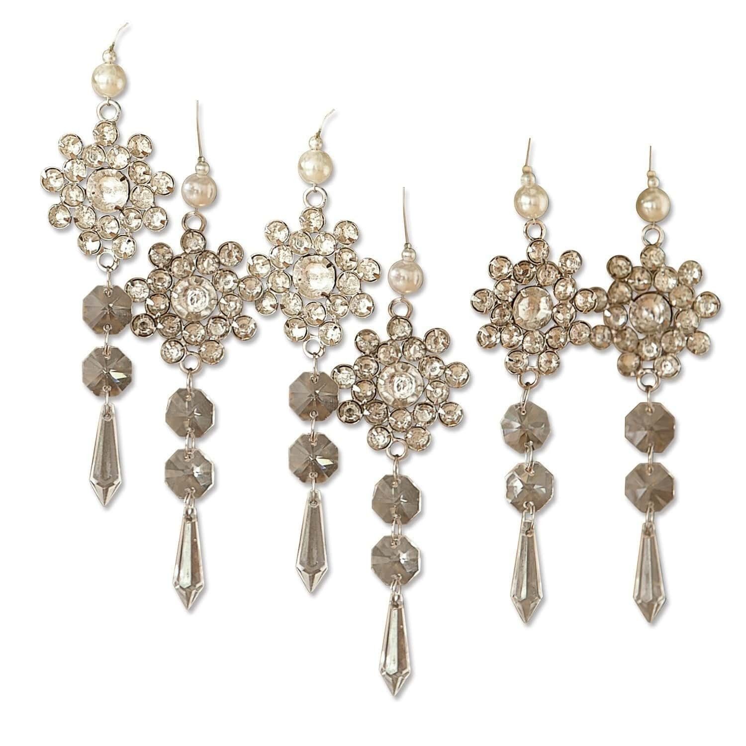 Mirabeau Christbaumschmuck Schmuckanhänger 6er Set Fleurette silber, Weihnachtsdekoration