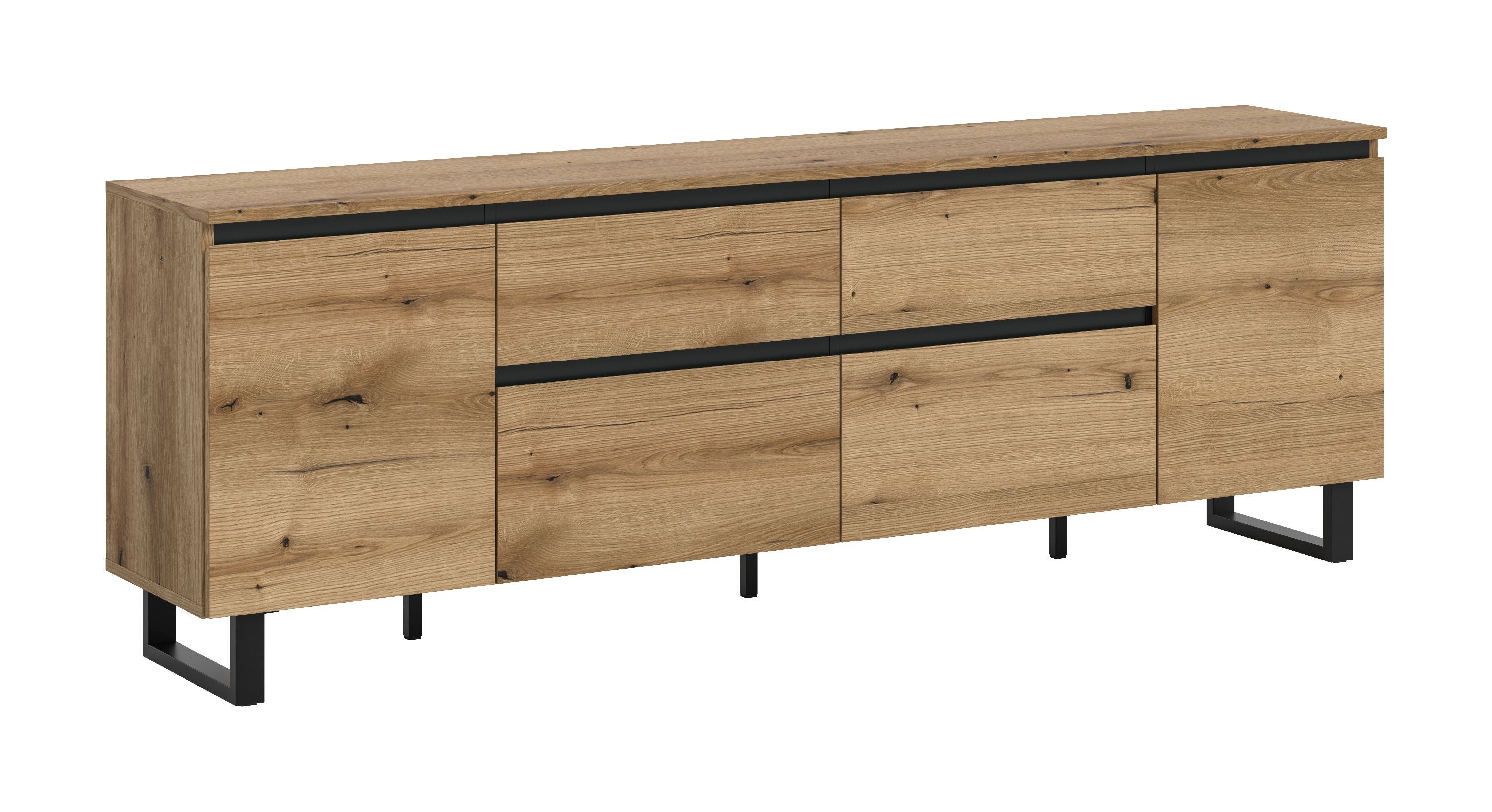 xonox.home Lowboard Tomasa, Evoke Oak Nachbildung Melamin beschichtet modern 188x65x36 cm