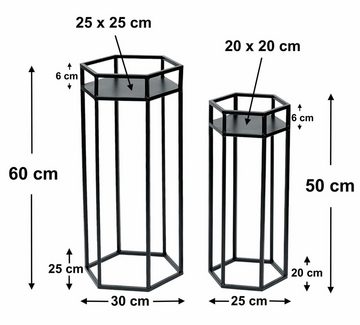 DanDiBo Blumenständer Blumenhocker Metall Schwarz 6eck Blumenständer 96453 2er Set