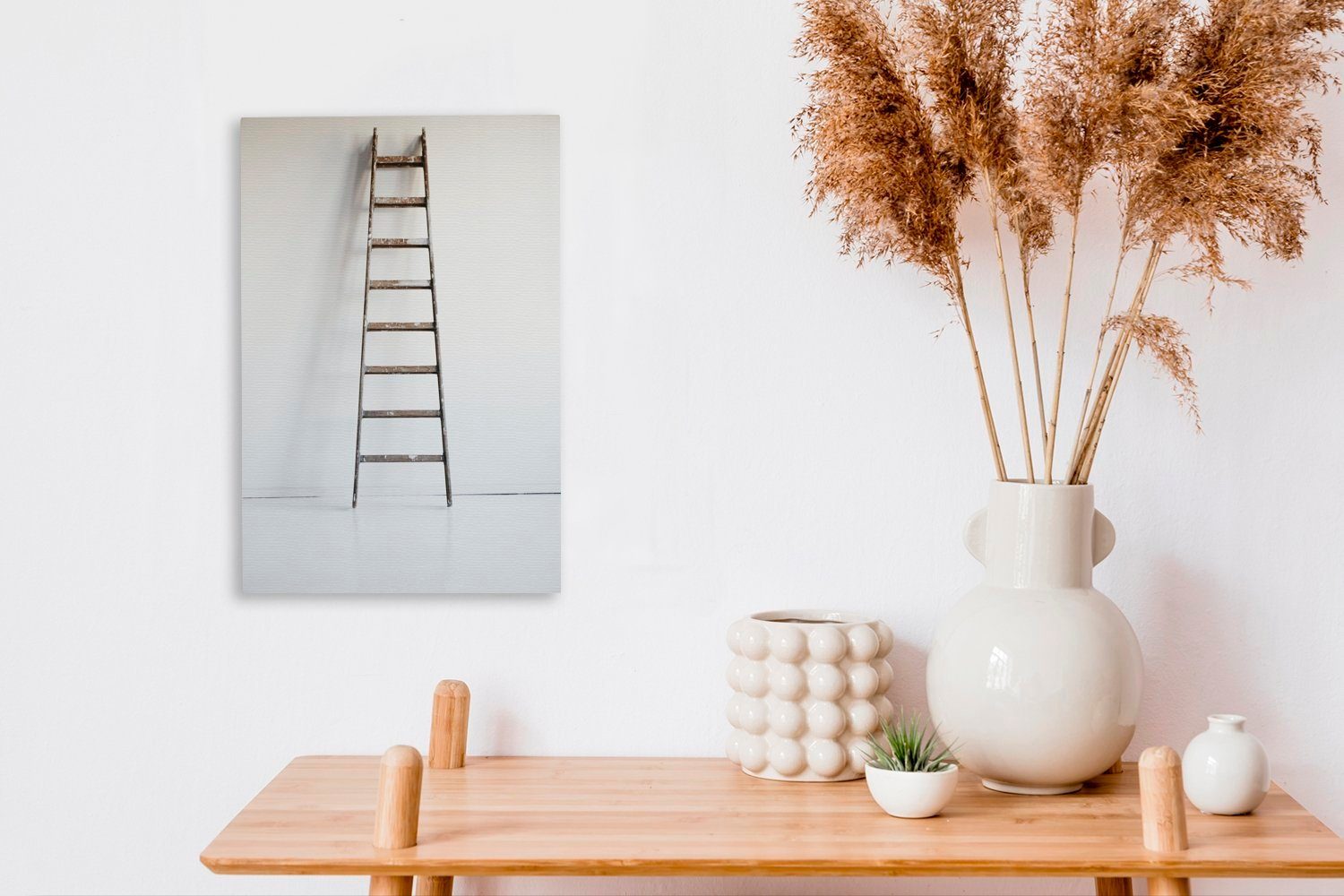 OneMillionCanvasses® Wand, Leinwandbild vor St), Gemälde, bespannt (1 fertig cm Leinwandbild einer 20x30 Zackenaufhänger, inkl. weißen Treppe