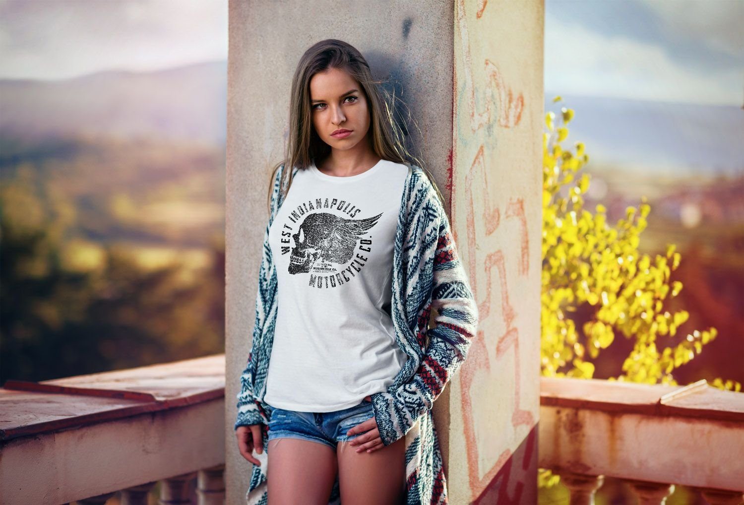 Neverless Print-Shirt Damen T-Shirt Motorrad Biker günstig online kaufen