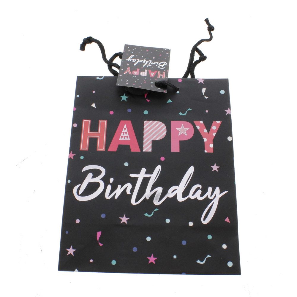 Geschenkbox Geschenktasche Happy Birthday - ca. 17,5 x 9,5 x 23 cm