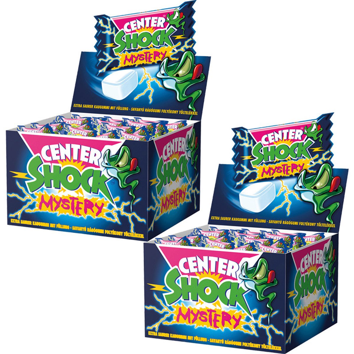 CENTER SHOCK Süßigkeit, Center Shock Mystery Mix saures köstliches Kaugummi 400g 2er Pack