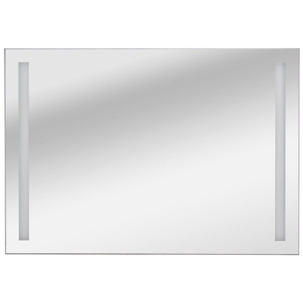 Lomadox Badspiegel DABO-04, silber mit integierter Beleuchtung 80/70/2,8 cm