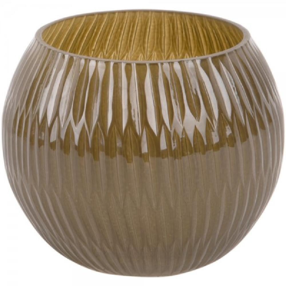 Present Time Kerzenhalter Teelichthalter Chique Ribbed Glass Moss Green (9x7cm)
