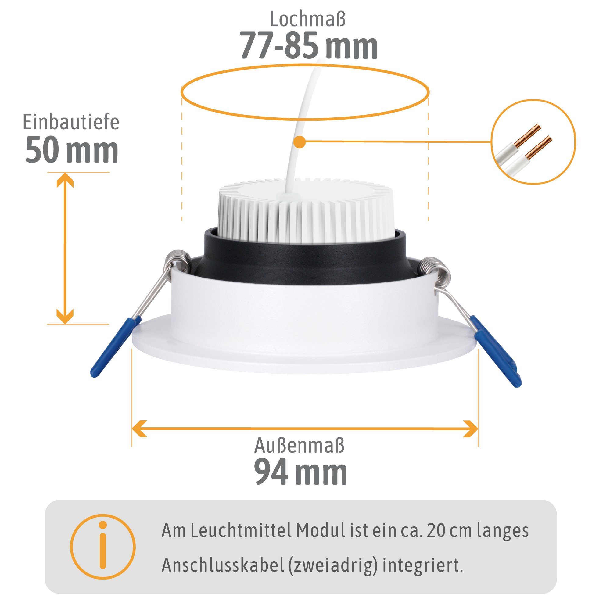 5W, fourSTEP Dimmer Einbaustrahler mit LED Einbaustrahler SSC-LUXon ohne LED Neutralweiß Dimmbar Matapo Modul