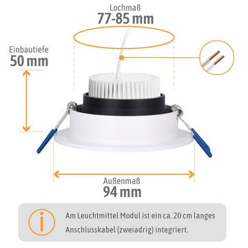 SSC-LUXon LED Einbaustrahler Matapo Design Einbauleuchte weiss schwarz mit LED Modul dimmbar 4W, Warmweiß