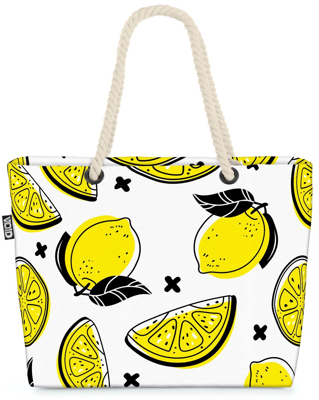 VOID Strandtasche (1-tlg), Sommer Zitronen Beach Bag Zitrone Südfrüchte Saft Limo Limonade Obst Früchte