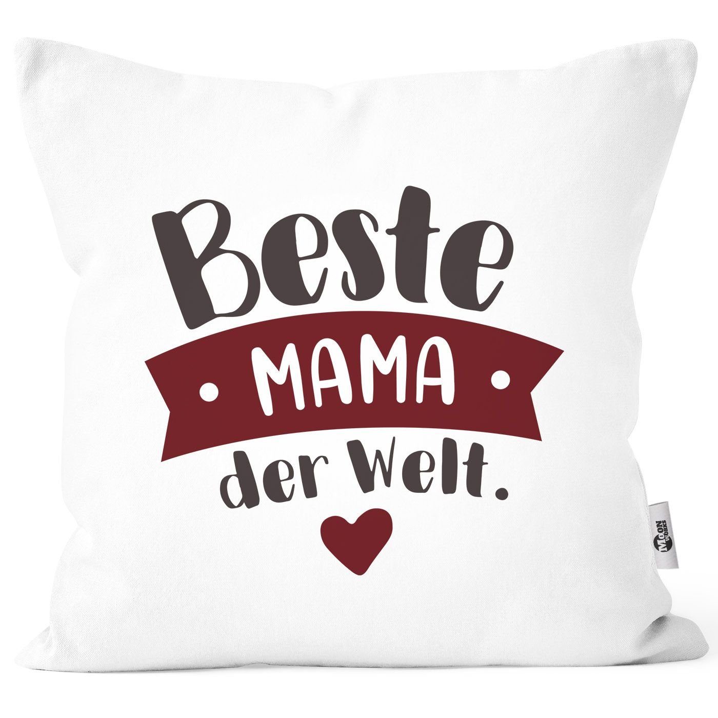 Dekokissen bordeaux weiß Beste/r MoonWorks der Moonworks® Geburtstag Danke Mama/Papa Papa Weihnachten Geschenk Mama Welt Kissenbezug sagen Beste Mama