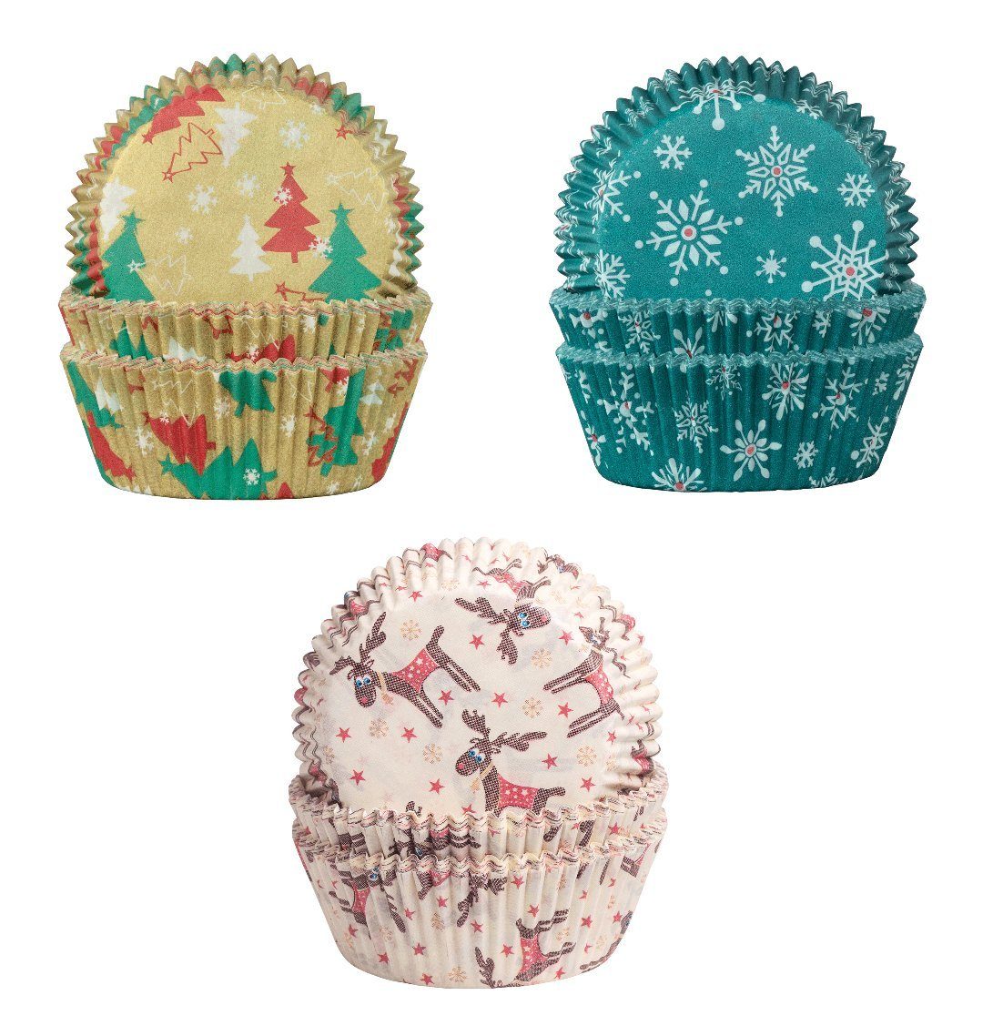 Demmler Muffinform Backformen Set - 3er Weihnachten, Sets mit verschiedenen Motiven aus Papier - Made in Germany