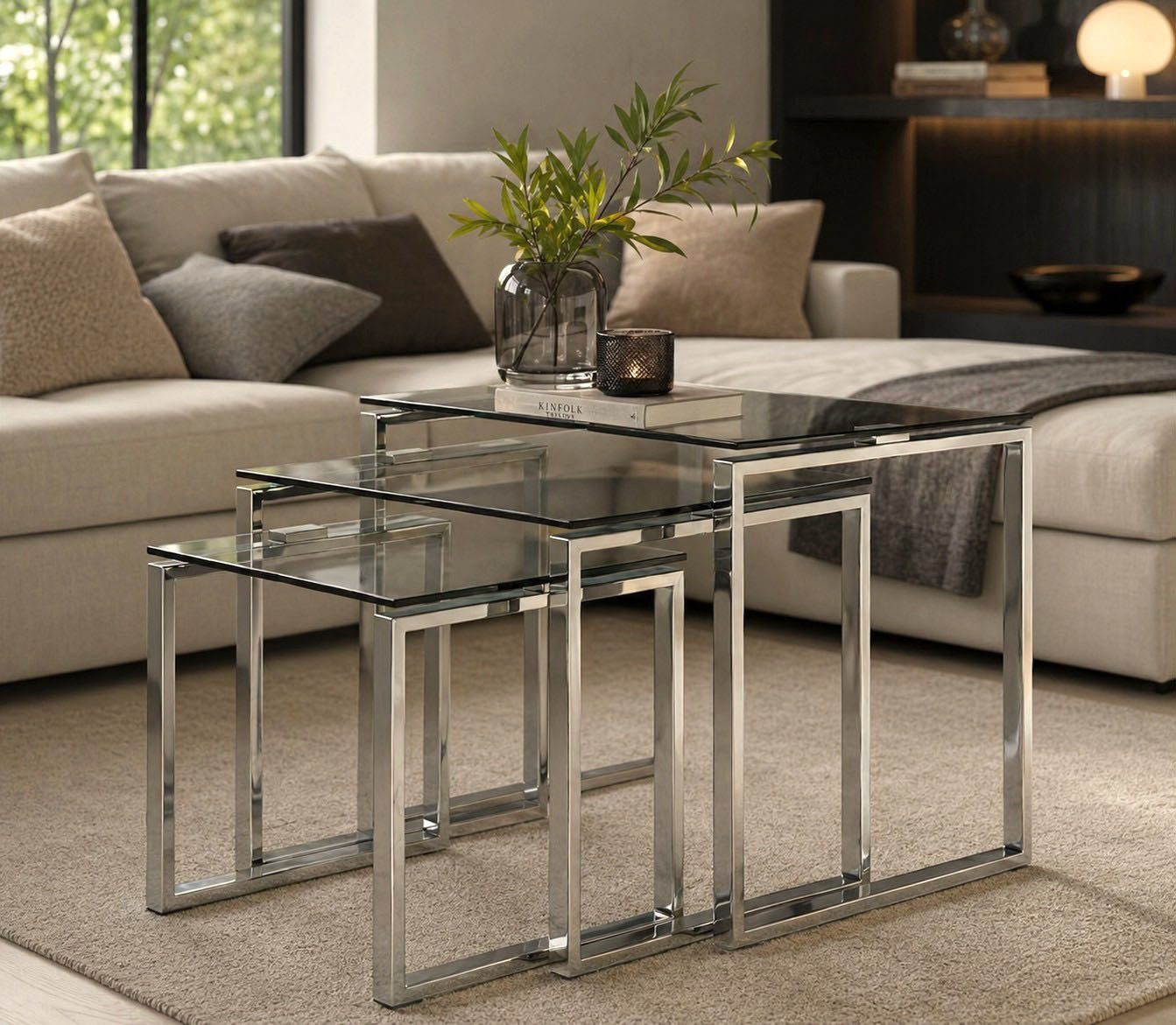 ACTONA GROUP Beistelltisch Katrine 3er Set, moderne Glas Satztische, zeitloses Design (Set, Couchtisch, Sofatisch, OTTOs Choice), OTTOs Choice, Platzsparend, stilvoll & flexibel kombinierbar