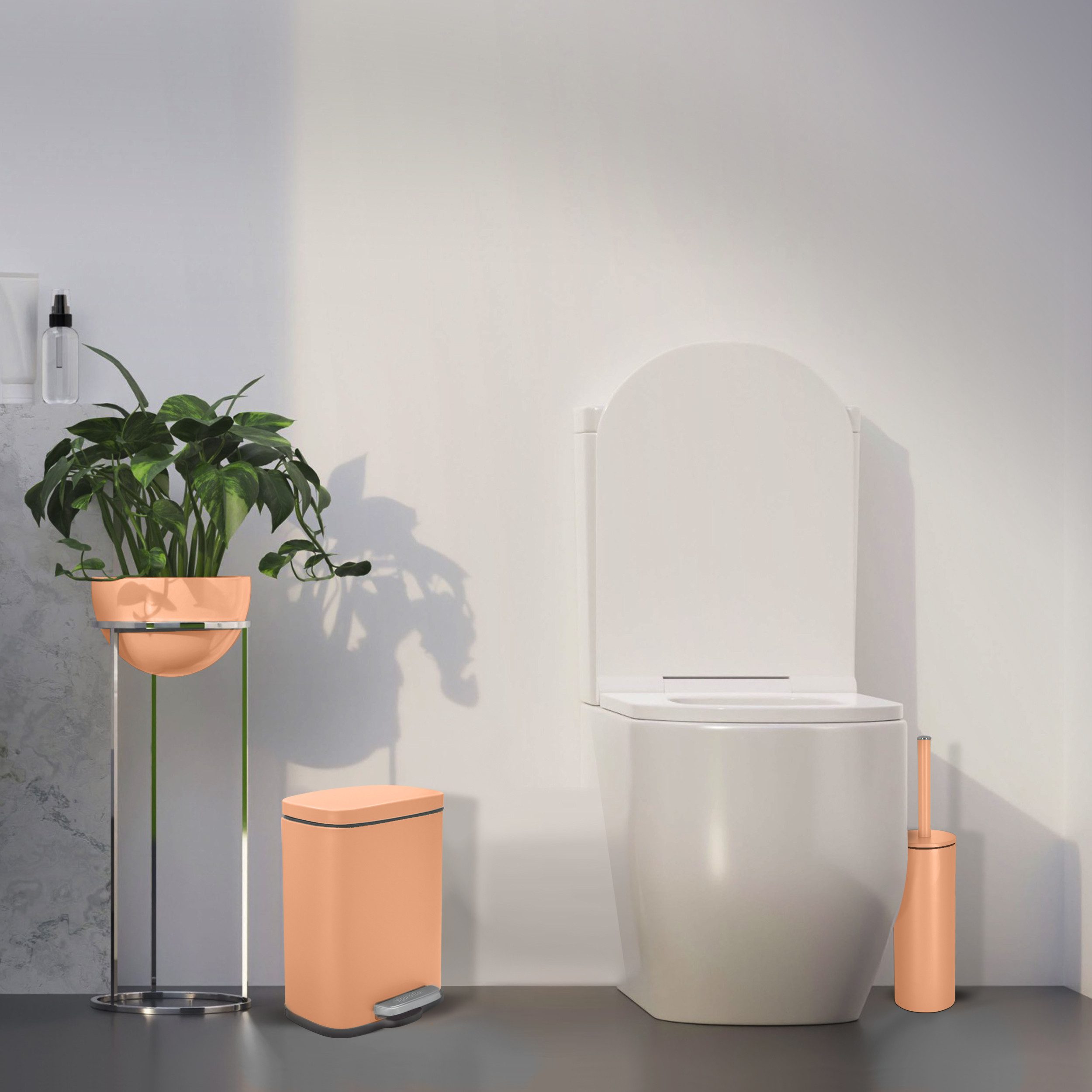 spirella WC-Reinigungsbürste Spirella WC-Bürste mit Halterung, Stahl, Akira, pfirsichfarben