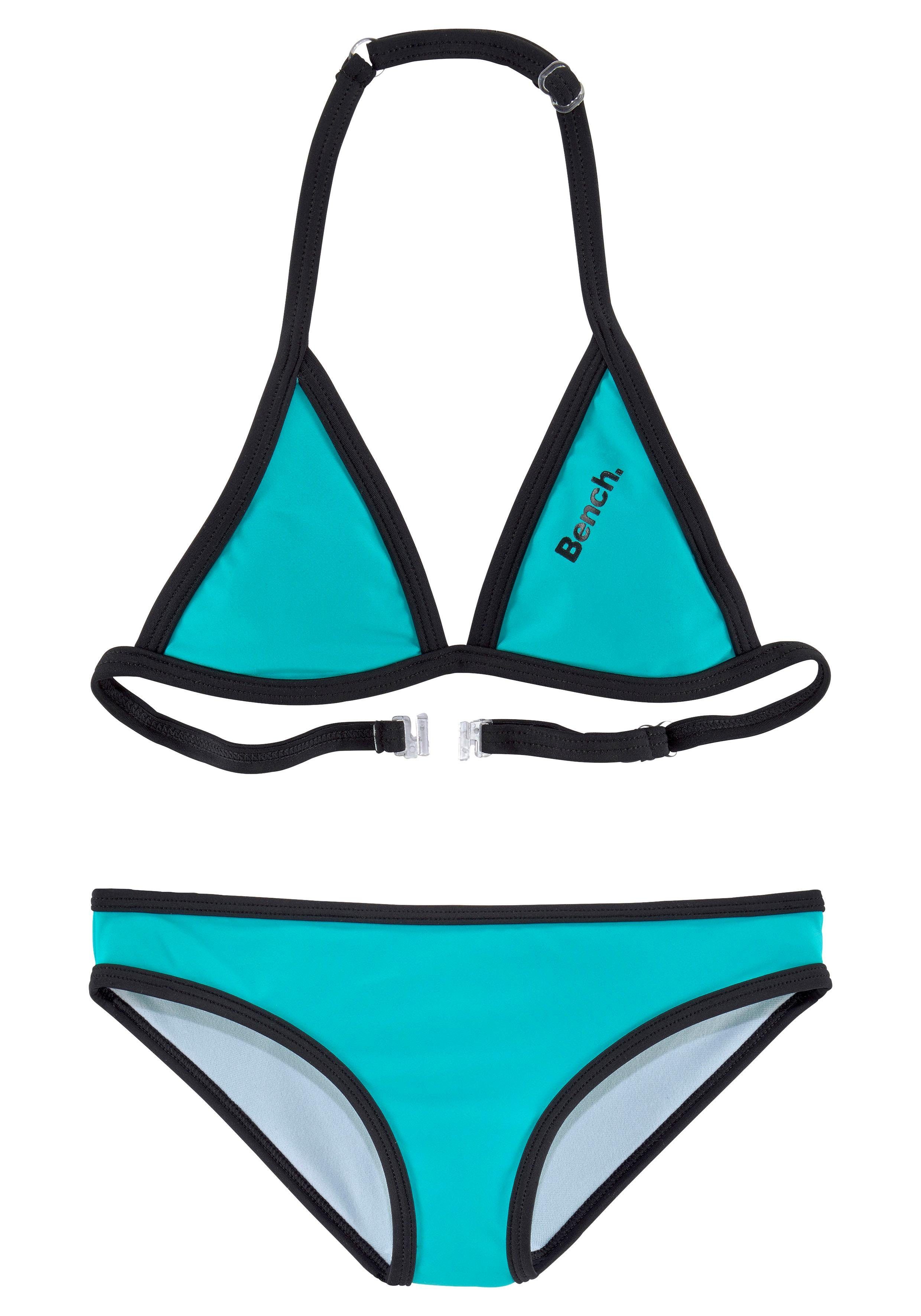 Logoprint Triangel-Bikini mit Hose Bench. türkis-schwarz an und Top