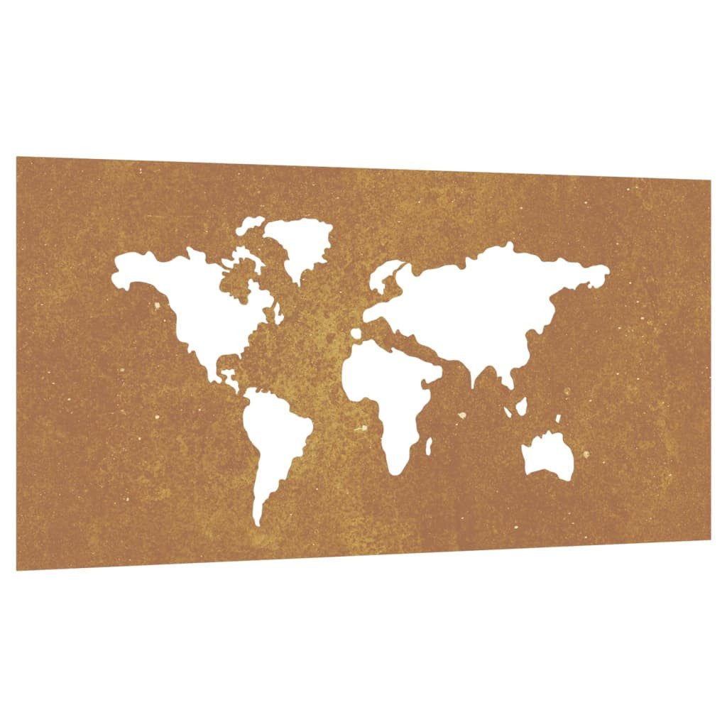 vidaXL Wandbild Garten-Wanddeko 105x55 cm Cortenstahl Weltkarten-Design, (1 St)