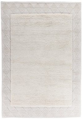 Wollteppich Bergen - 630, THEKO, rechteckig, Höhe: 5 mm, Handweb Teppich, reine Wolle, handgewebt, Scandi Design, mit Bordüre