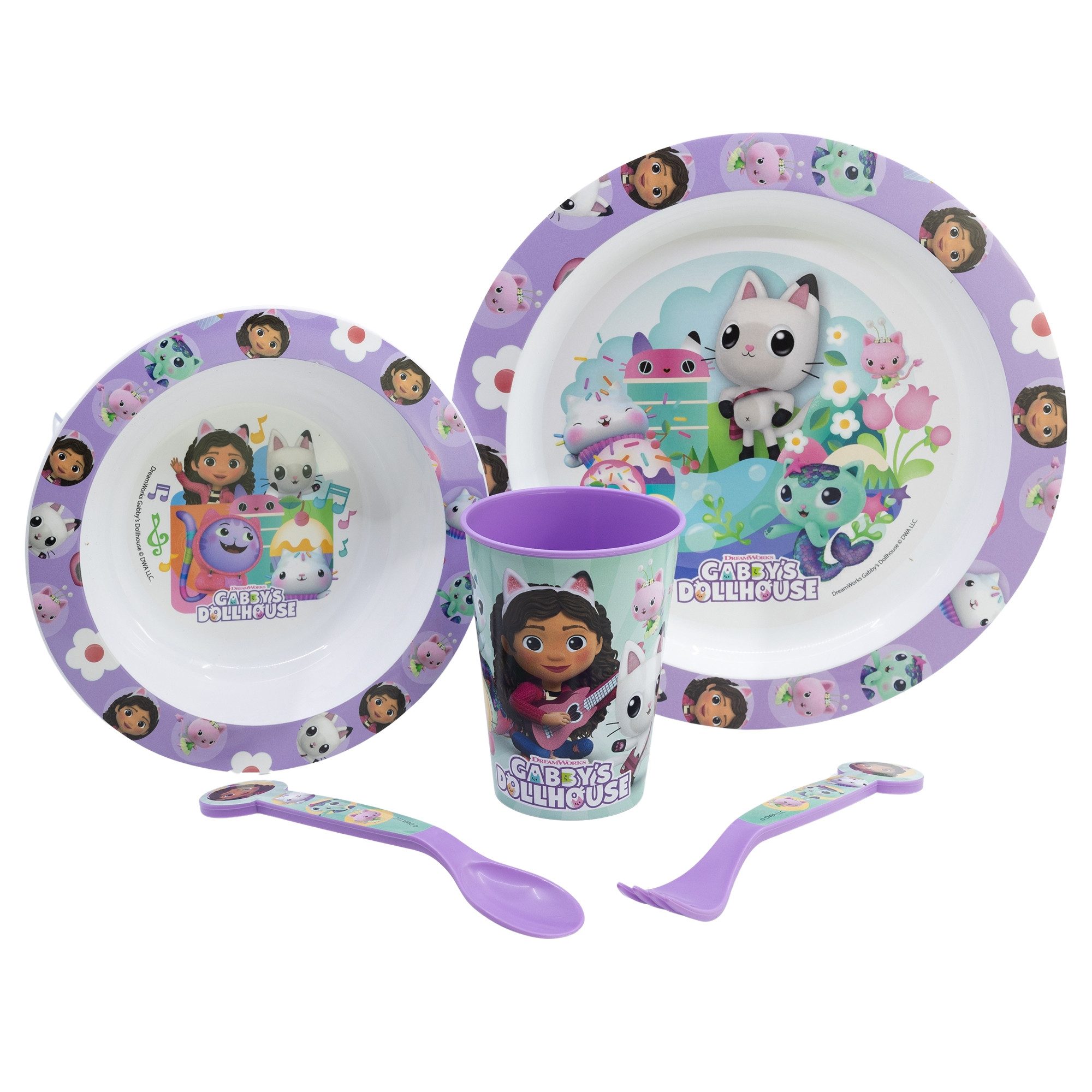 Kindergeschirr-Set Gabbys Dollhouse Mädchen Kinder Geschirr-Set 5 tlg