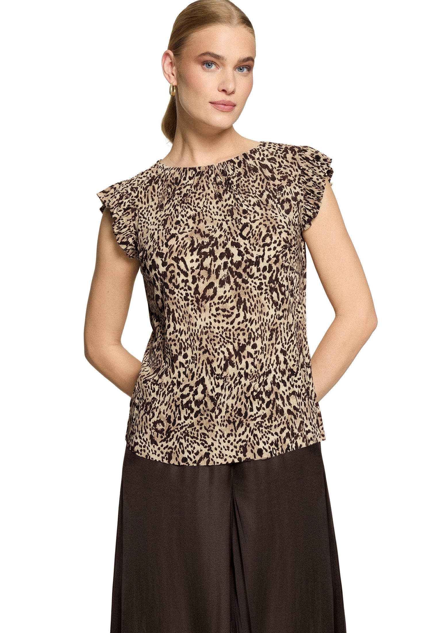 Zero Kurzarmshirt Damen mit Animalprint (1-tlg) Plissee