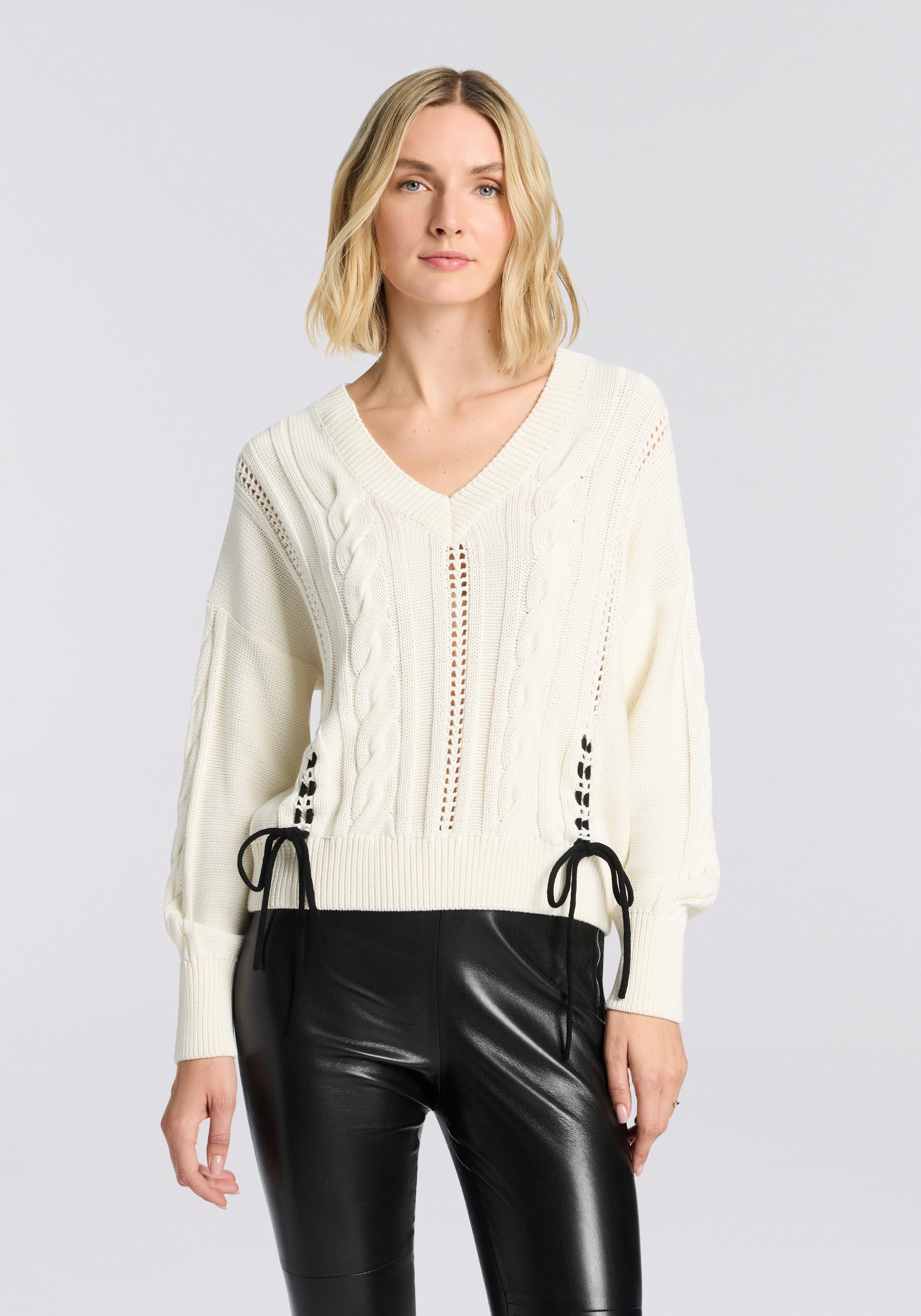 BOSS ORANGE Strickpullover Fangallo Premium Damenmode mit Kordel-Details, V günstig online kaufen