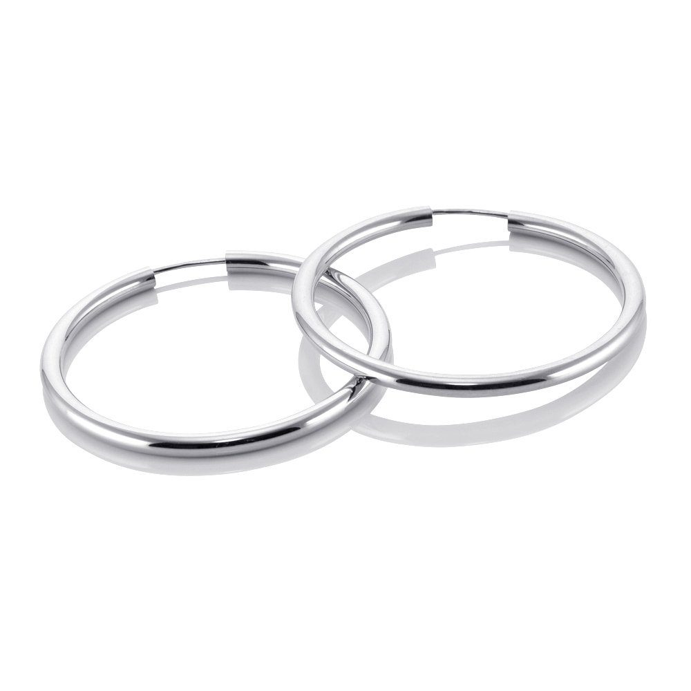 Materia Paar Creolen Damen Mädchen Ohrringe Weißgold Ø20mm GO-2, 585 Weißgold, 14 Karat