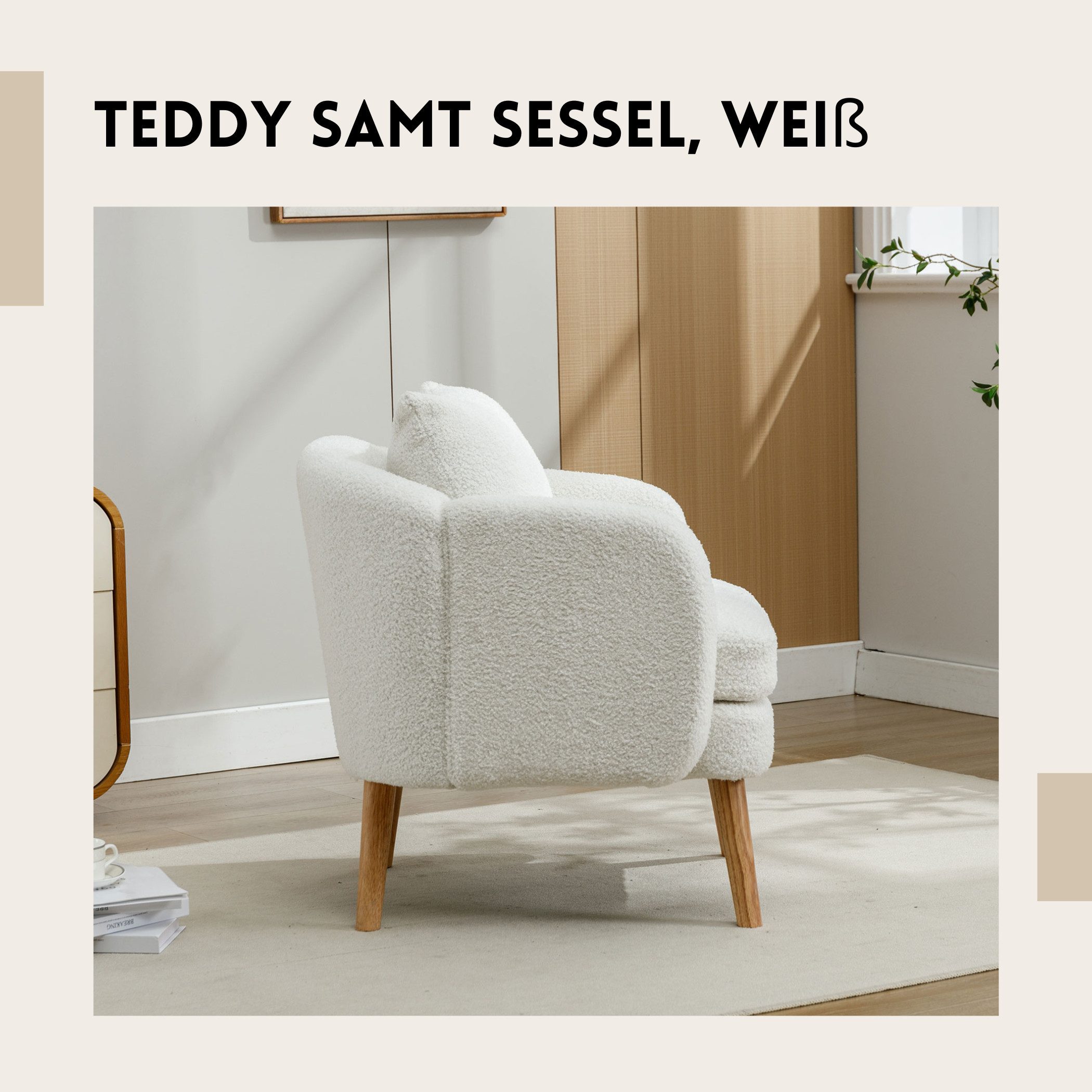 SeedWave Sessel Gepolsterter Sitzkomfort Einzelsofa,Einfacher Teddy-Samt-Se günstig online kaufen