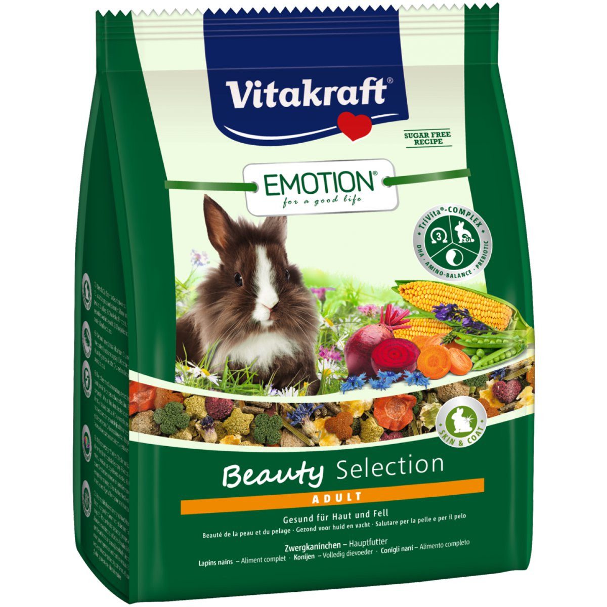 Vitakraft Emotion Beauty Adult, Zwergkaninchenfutter, 1,5kg