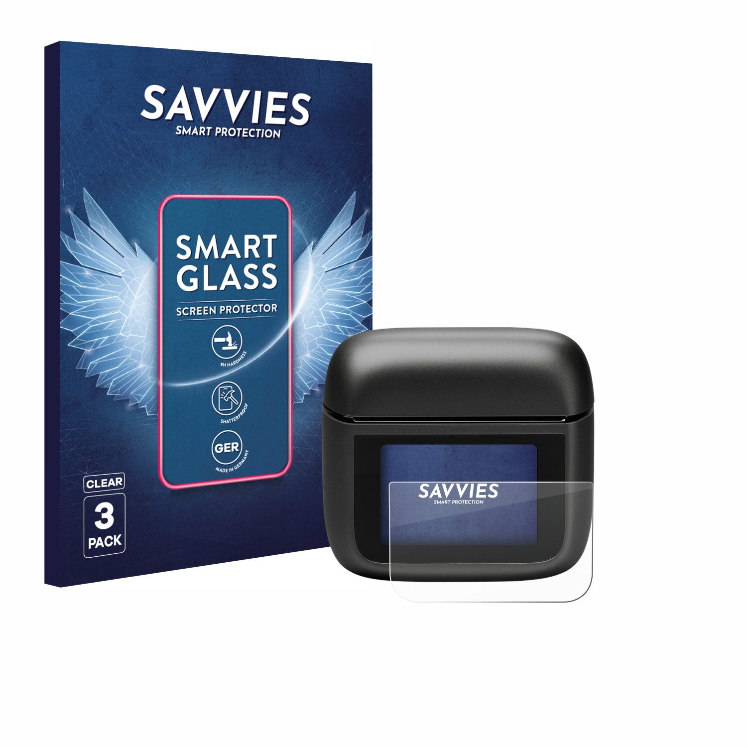 Savvies Displayschutzglas Schutzglas Panzer für JBL Tour Pro 3, 3 Stück, Schutzfolie Display Schutz Glas Folie klar