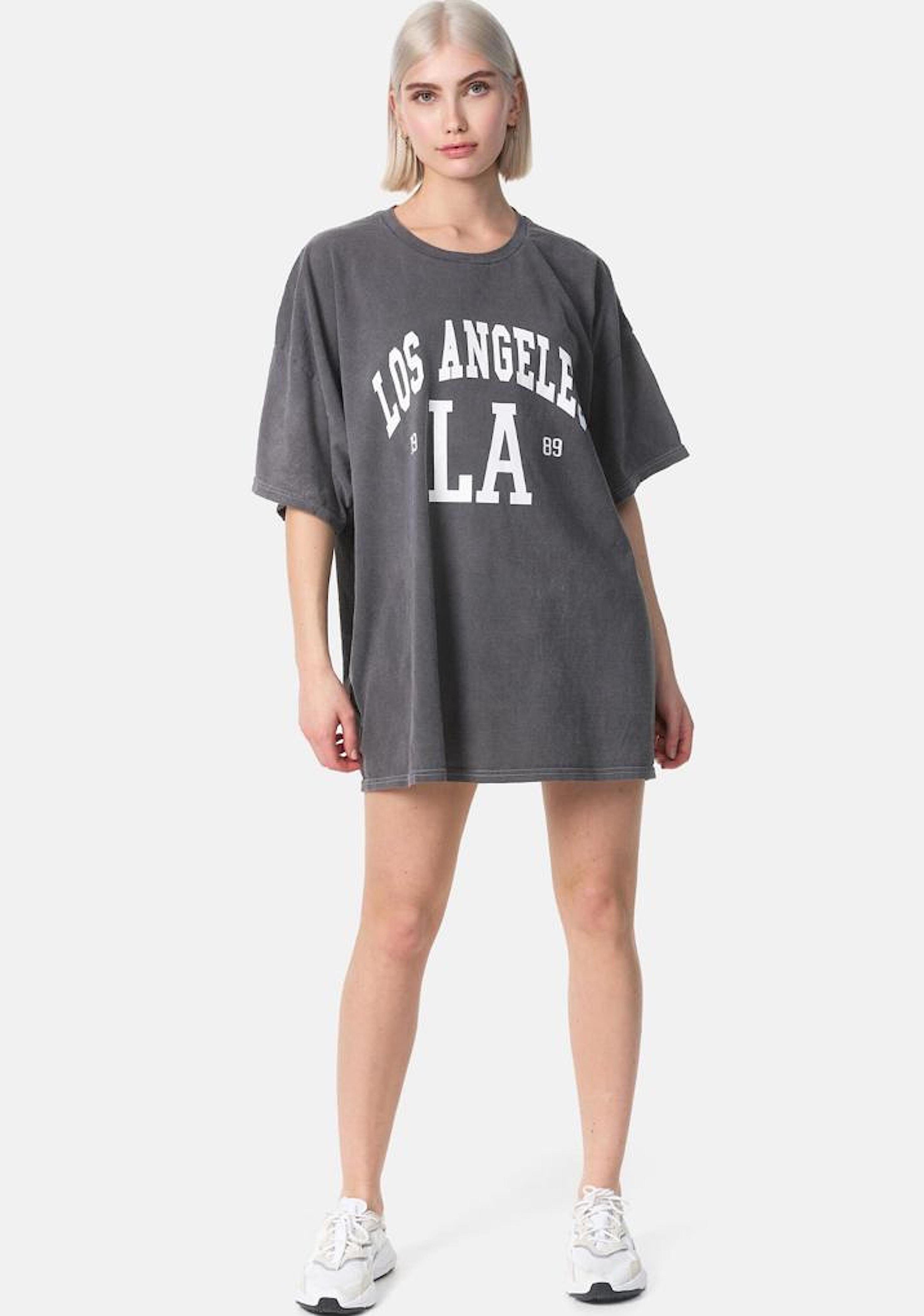 Worldclassca T-Shirt Worldclassca Oversized LA LOS ANGELES Print T-Shirt lang Sommer Tee