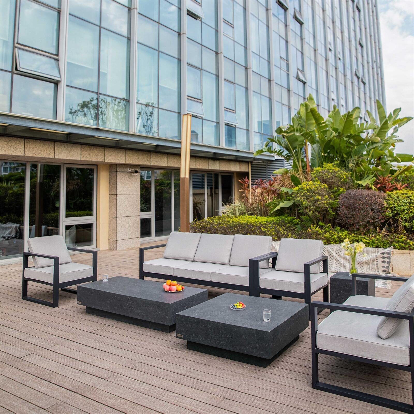 ELEMENTI Gartentisch Tevere Betontisch, Travertine Steinoptik, Gartentisch Beistelltisch (1 Tisch), wetterbeständig, pflegeleicht