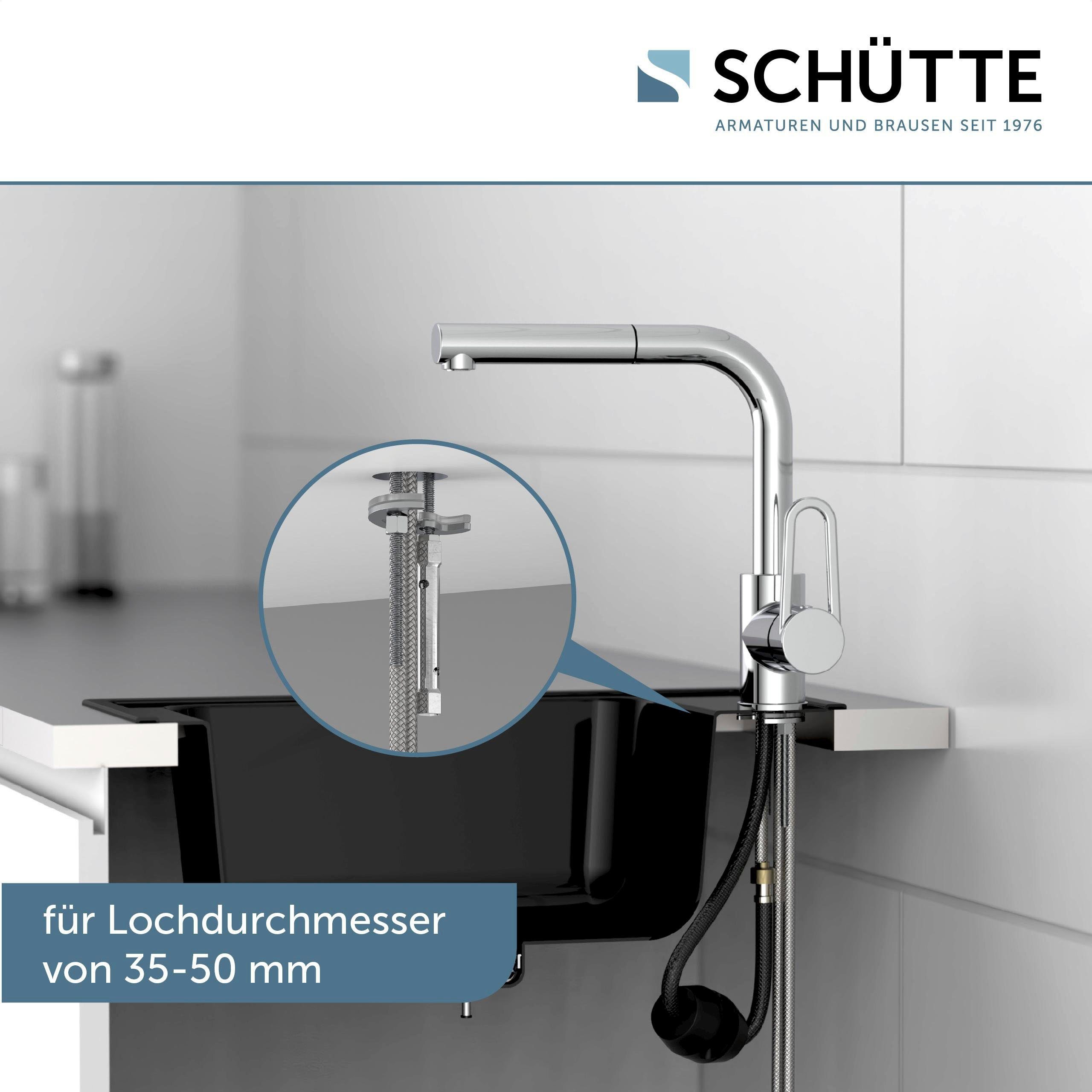 Schütte Spültischarmatur Design mit Geschirrbrause, ausziehbar, schwenkbar, Hochdruck