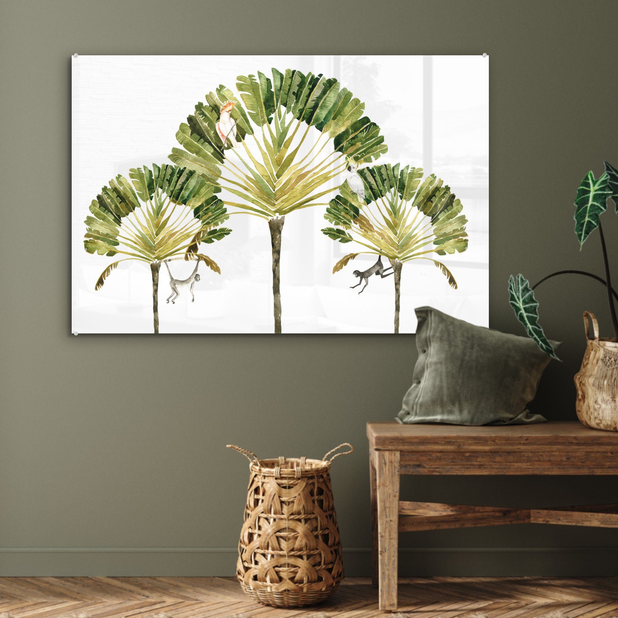 - Schlafzimmer & Wohnzimmer St), Acrylglasbilder Kakadu Baum, - MuchoWow (1 Dschungel Acrylglasbild